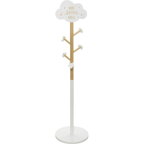 Atmosphera – Porte-manteau enfant nuage blanc – Bois de pin et MDF – 5 patères – Dimensions L. 35 x l. 35 x H. 135,5 cm (1/7)