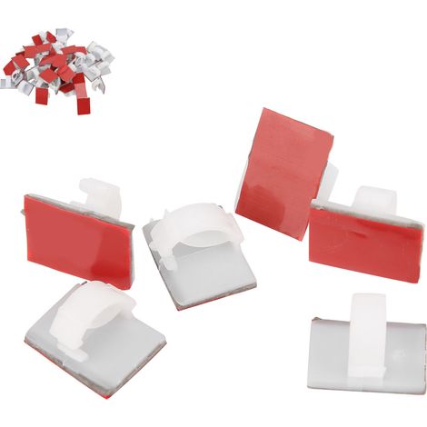 Packung mit 50 selbstklebenden Kabelclips, weiß, für Kabel bis 5 mm Durchmesser, Kabelmanagement (1/5)