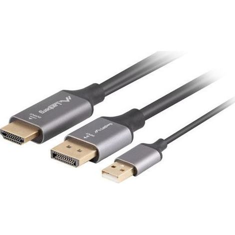 Câble adaptateur Lanberg HDMI (M) vers DisplayPort (M) 1,8 m 4K Noir (1/2)