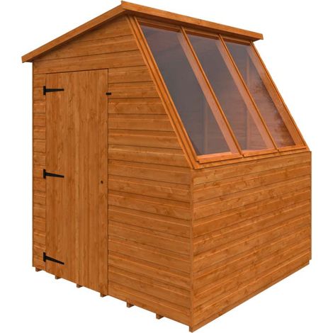 6x6 Jewel Potting Shed 12mm Shed - L175 x W175 x H217 cm - Solid Wood/Softwood/Pine - Burnt Orange