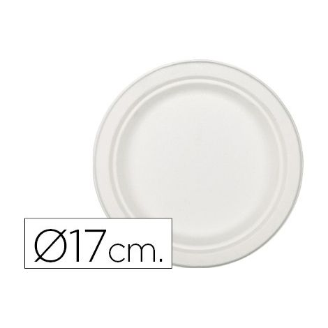 Plato de fibra natural nupik biodegradable blanco 17 cm de diametro apto microondas paquete de 50 unidades