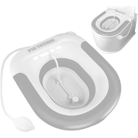 Applicable Bidet Toilette WC, Bain de Siège Bidet avec Chasse d'eau, Pliable Sitz Bain Bassin Bain pour Soins Postpartum, Soulagement des Douleurs Hémorroïdaires et de la Vieillesse (gris) (1/5)