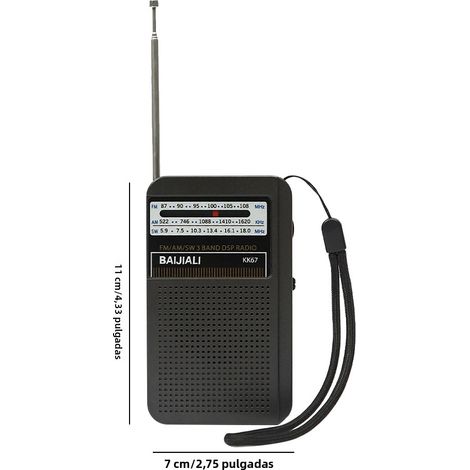 Mini Radio Portátil FM Digital Con Antena Y Pantalla LCD Para Interiores Y Exteriores Radio De Emergencia Con Batería Recargable (1/5)