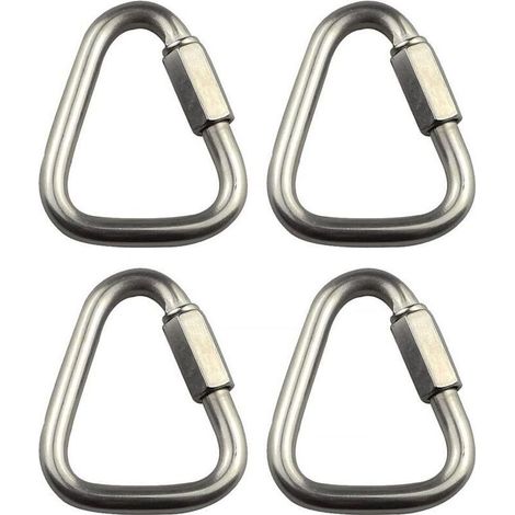 Lot de 4 Maillons triangulaires, Acier inoxydable 304, Polissage électrolytique, Vis de verrouillage, Escalade Camping (1/4)