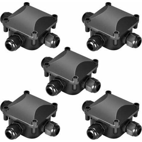 Lot de 5 boîtes de jonction étanches IP68 230 V Noir (1/4)
