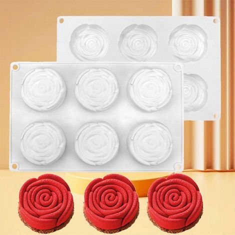 Moule à dessert 3D en forme de rose, moule à gâteau et mousse en silicone de qualité alimentaire (1/4)