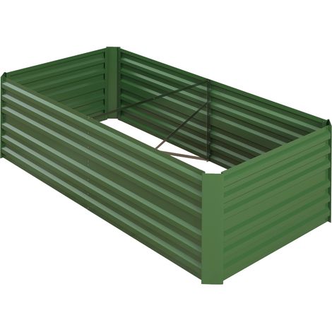 Carré potager de jardin rectangulaire tubes de renforcement acier galvanisé 180 x 90 x 59 cm (1/5)