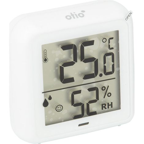 Otio – Thermomètre hygromètre intérieur avec capteur de précision – 3 fixations : magnétique, à poser ou à fixer – Dimensions 6.5 x 6.5 x 2 cm