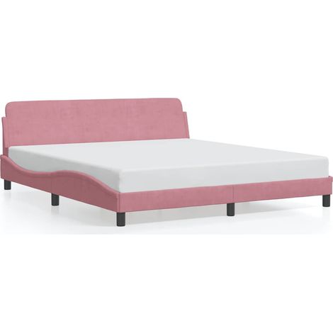 Lit double  Lit adulte  Cadre de lit avec tête de lit Dover rose 180x200cm velours (1/5)