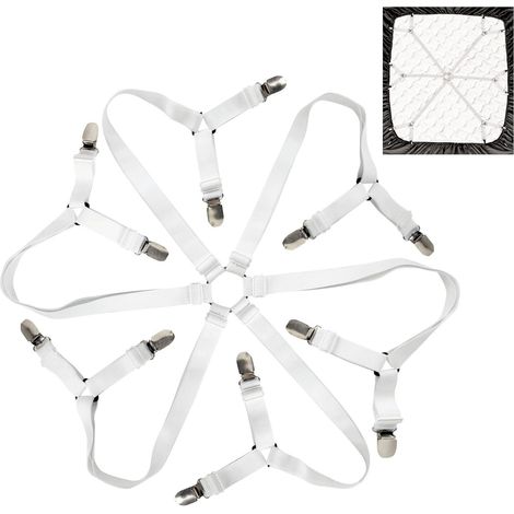 Sangles de fixation pour drap, clips élastiques réglables, accessoires de literie, maintien des coins de drap, adaptés aux matelas ronds et carrés (lot de 12 pinces) (1/5)