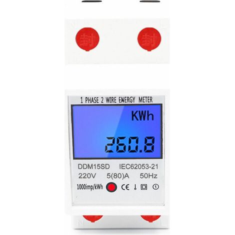 Green Mobility-Compteur d'énergie électrique de type rail multifonction monophasé Affichage rétroéclairé LCD 580A (1/5)