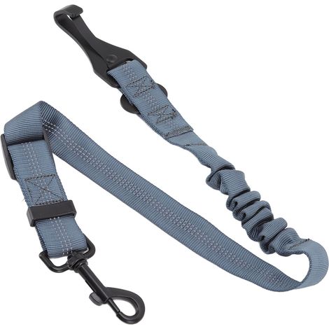 Ceinture de sécurité pour chien, réglable, réfléchissante, ultra-résistante à la traction, laisse de sécurité grise pour la voiture et les promenades. (1/5)