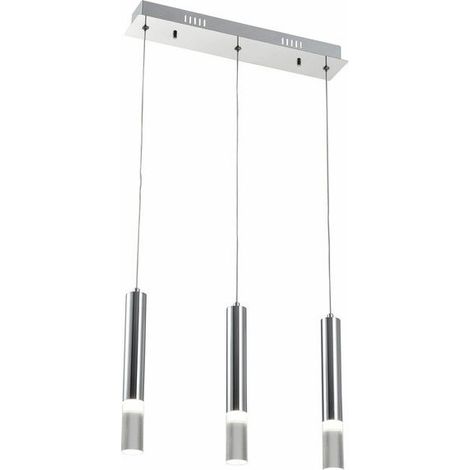 Suspension industrielle chrome Gwen 3 tubes LED 5W