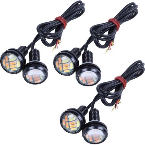 Lot de 6 feux de jour à LED 12 V 23 mm bicolores (type œil d'aigle) 4014. (1/5)