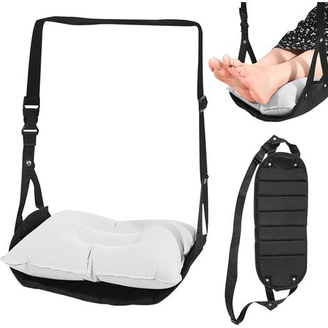 Repose-pieds pour avion, repose-pieds, hamac pour pieds, hamac avec coussin gonflable, portable, détente et confort pour les longs vols (1/5)