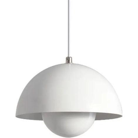 Lustre, Suspension Moderne, Plafonnier Suspendu Avec Ampoule, Luminaires De Décoration Intérieure, Lumière Blanche, 23 Cm (Blanc) (1/3)