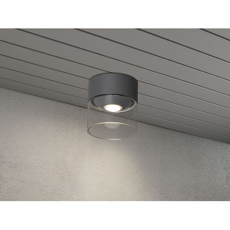 Kleine LED Außendeckenleuchte VARESE Anthrazit mit Glas Ø 11cm (1/5)