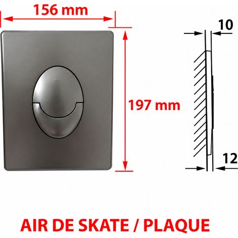 Plaque de Déclenchement Pneumatique WC SKATE AIR gris canon de fusil 1 × 1 × 1 cm 1 g – Livraison gratuite