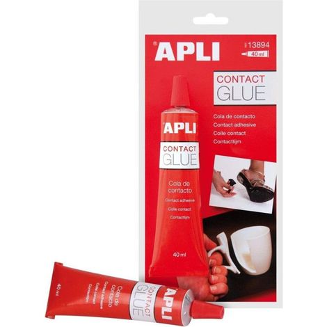 Colle contact APLI - 40 g - pour bois, moquette, caoutchouc, tissus, faïence