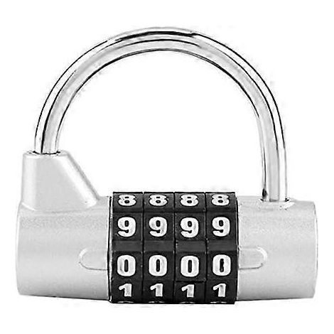 Cadenas à combinaison à 4 chiffres, pour casier de gym, casier scolaire, casier du personnel, valise (argenté) (1/5)
