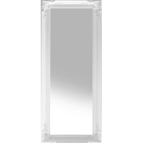 Miroir Murale au Design Traditionnel de Forme Rectangulaire 140 x 50 cm avec Cadre en Matière Synthétique Blanc avec Ornement Classique Beliani (1/5)