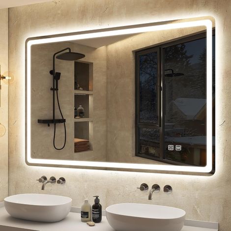 100x70cm Miroir-Salle-de-Bain-avec-Eclairage,Mémoire,Anti-buée (1/5)