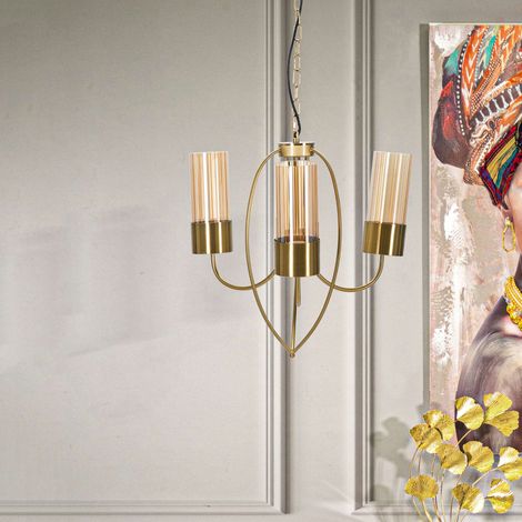 Lampada da Soffitto Darona, Necessarie 3 Lampadine, Materiale Struttura in Vetro, oro (1/5)