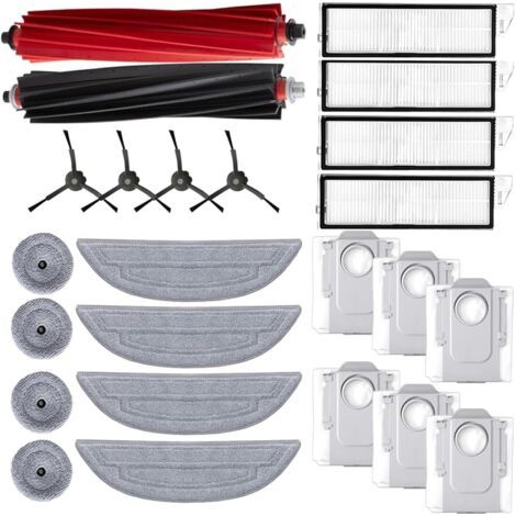 Accessoires Compatible avec roborock S8 MaxV Ultra, 1 Brosse Principale, 4 Brosses Latérales, 4 Filtres, 4 Serpillères, 6 Sacs à Poussière, 4 Lingettes Latérales pour Roborock S8 MaxV Ultra (1/5)