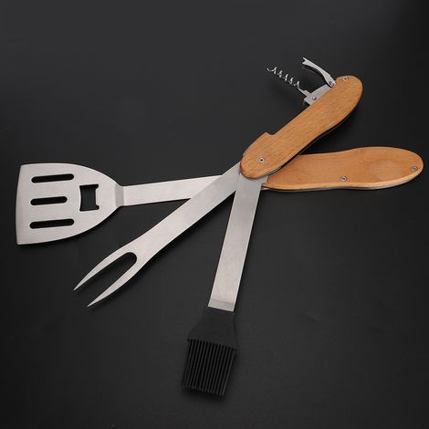 Ensemble d'outils de barbecue pliables et détachables multifonctionnels 5 en 1 pour barbecue en extérieur (1/5)