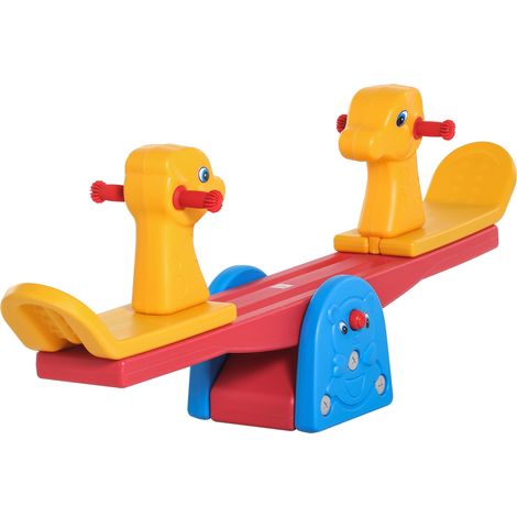 HOMCOM Kids Seesaw Safe Teeter Totter 2 Seats with Easy-Grip Handles Multicolor (1/5)