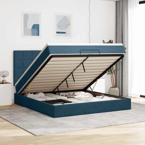 VidaXL Cadre de lit ottoman avec matelas bleu foncé 180x200 cm velours (1/5)
