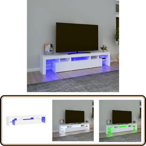 Meuble TV avec lumières LED Blanc 200x36,5x40 cm - Meubles Tv - Meuble Tv - Télévision - Luminaire Led - Décoration Intérieure (1/5)