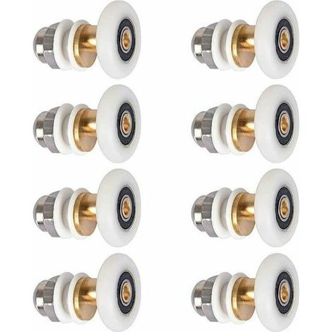 VURAHOME - Roulette Porte Douche, Roulettes de Porte Coulissante Cabine de Douche Porte Poulies Roue de Rechange pour Rouleau avec Diamètre de Roues 27mm, 8 Pièces (1/5)