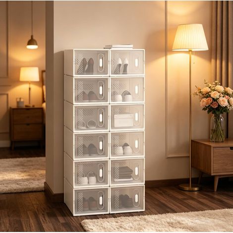 Scarpiera impilabile trasparente plastica 12 pezzi OKMYHOME (1/5)