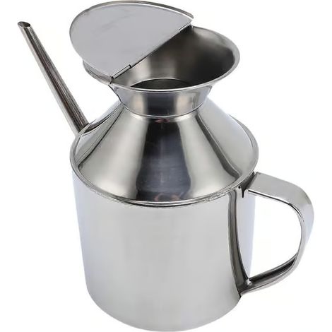 Distributeur d’huile d’olive : bouteille en acier inoxydable de 800 ml avec un long bec anti-fuite, contenant de cuisine sans goutte (1/5)