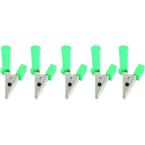 10 pinces crocodiles en laiton isolé avec douilles 4mm, ouverture 10mm, 20A, lot de 10, J.60046 vert (1/5)