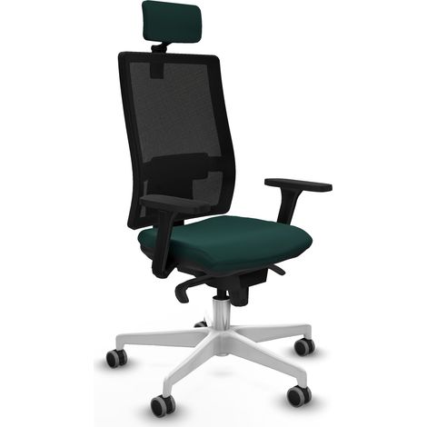 Horna sincro malla negra similpiel verde botella brazos 3D base blanca cabecero 2D ruedas 65mm engomadas (1/5)