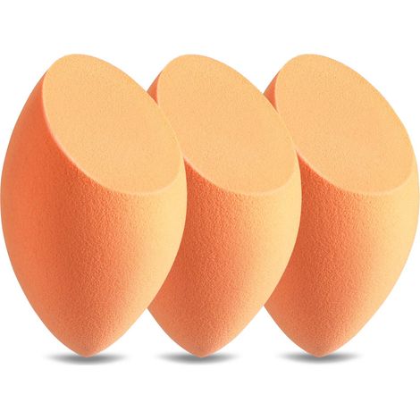 Éponges à maquillage, lot de 3 éponges Blender Beauty pour fond de teint, kit de maquillage professionnel pour une utilisation à sec et humide (Oblique, Orange+Orange+Orange) (1/5)