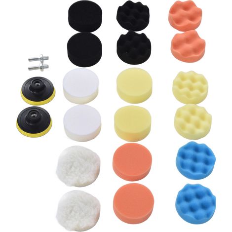 Kit de 22 tampons de polissage en éponge ABS pour cirer, poncer, sceller et lisser les carrosseries (3 pouces). (1/5)
