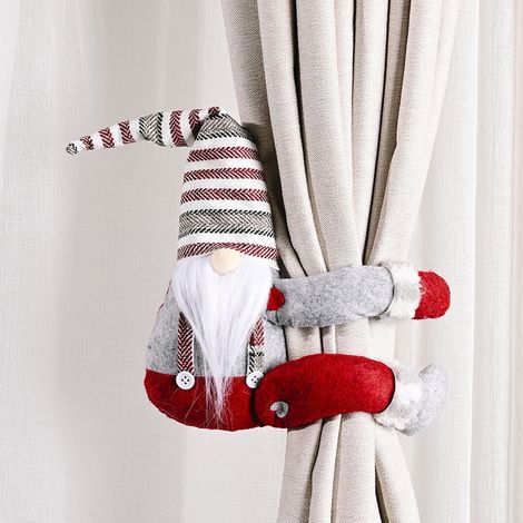 Boucle De Rideau De Noël - Décoration Fenêtre Intérieure - Motif Bonhomme De Neige Ou Père Noël - 1 Pièce (1/2)