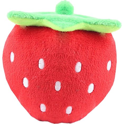 Jouet en peluche pour chien, mignon et couinant en forme de fraise, animal en peluche résistant aux morsures, pour soulager l'ennui et l'anxiété, rouge (1/5)