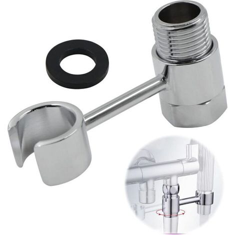 Support Pommeau Douche Douchette Accroche - Raccordement 20mm éCrou Porte Universel RéGlable 360° Pomme Mural Salles Bains Lance Toilette Main Remplaç Able Sans PerçAge Laiton Chromé