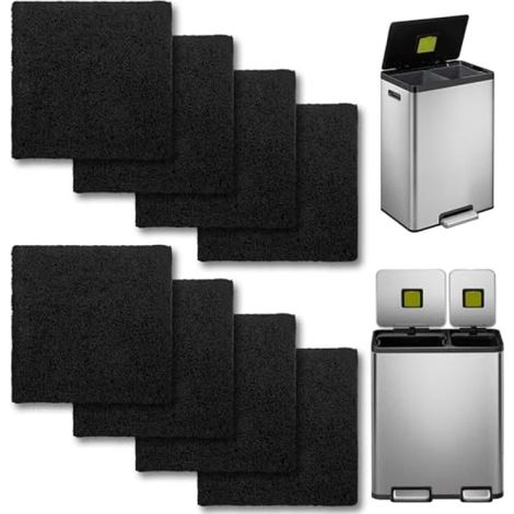 Beyamis Filtres désodorisants à charbon actif pour déchets de cuisine, 8 pièces noires 880,5 cm (1/5)