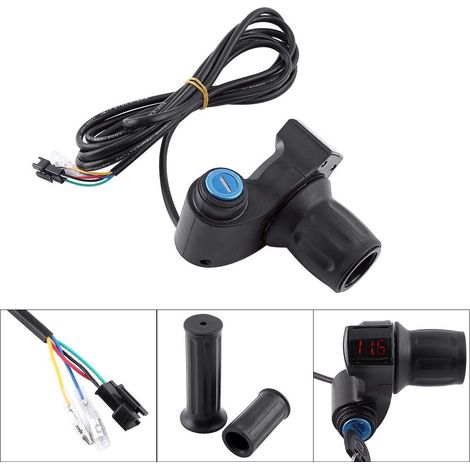 Bici elettrica, acceleratore a ruota per scooter, acceleratore a pollice per bici elettrica, impugnatura e cavo del manubrio di controllo dell'acceleratore, impugnatura TWI 12V-99V per scooter elettri (1/4)