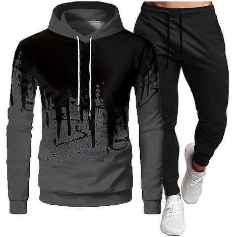 Herren-Trainingsanzug-Set, bestehend aus grünem Kapuzenpullover, Jacke und Hose (1/3)