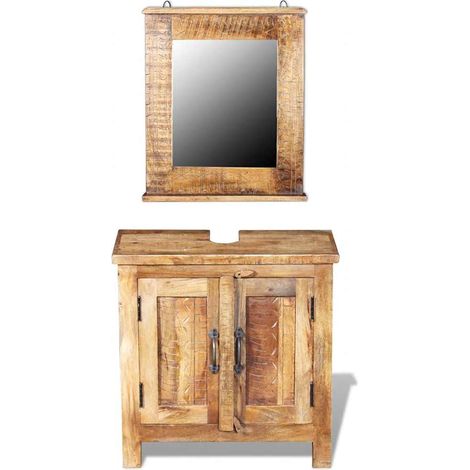Maison Exclusive - Badkommode mit Spiegel Massivholz Mango