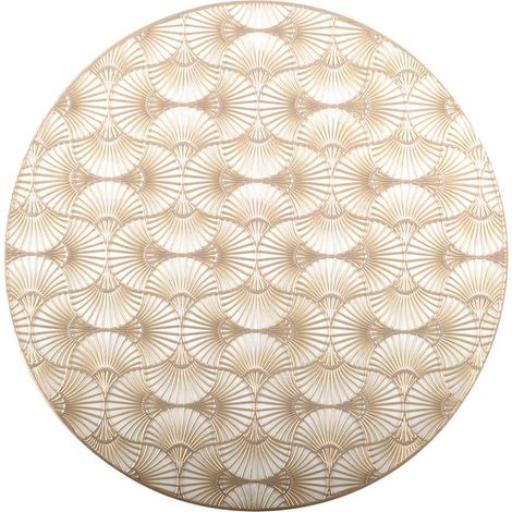 Sous-Assiette Ronde de Présentation en Plastique Doré pour Décoration de Table 38 x 38 x 1 cm - PANGIVO (1/4)