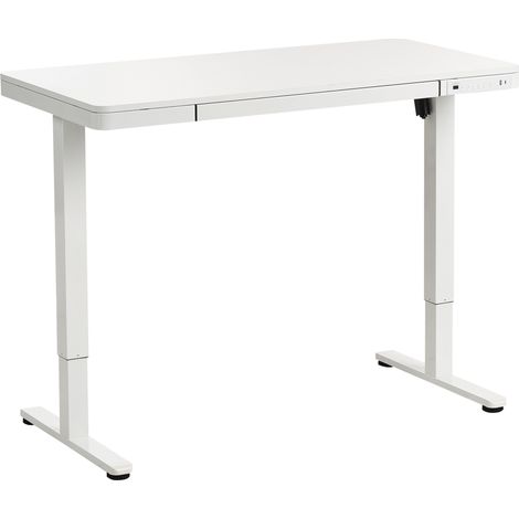 Escritorio de altura regulable eléctrico para usar de pie o sentado escandinavo 120 x 60 cm puerto USB tablero y patas blancos Penly