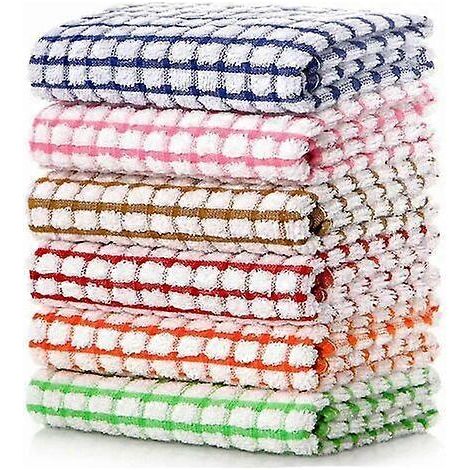Torchons de cuisine, lot de 6 torchons en coton 16" x 25", pour laver et essuyer la vaisselle. (1/5)