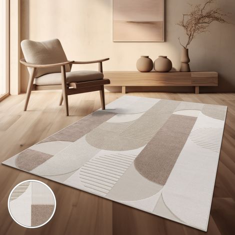 In-& Outdoorteppich Wetterfest Küche Schlafzimmer Skandi Ethno Design Unifarben 60 cm x 100 cm x 10 mm Beige Rechteckig (1/5)